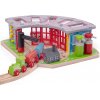 Dřevěný vláček Bigjigs Rail Exkluzivní depo pro 5 vláčků