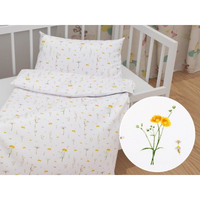 Biante Dětské povlečení Sandra SA-497 Žluté bylinky na bílém 90 x 120 40 x 60 cm – Zboží Mobilmania