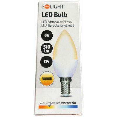 Solight LED žárovka svíčka 6W E14 3000K 510lm – Hledejceny.cz