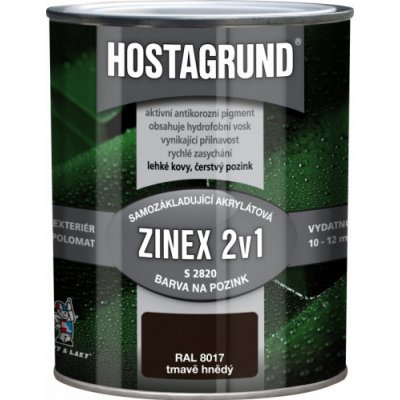 Barvy a laky Hostivař Hostagrund Zinex 2v1 S2820 RAL 8017 tmavě hnědá 0,6 L – Zbozi.Blesk.cz