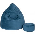 TopKing Sedací vak míč XXXXL 125 cm + podnožník XL 35 cm VELUR Modrá – Zboží Dáma
