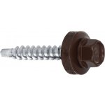 Samořezný střešní farmářský šroub KLIMAS 4,8 x 35 SW8 RAL 8017 Čokoládově hnědý s podložkou EPDM (250 ks/bal) – HobbyKompas.cz