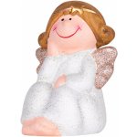 MagicHome Postavička Vánoce Anděl sedící polyresin 6,7x6,2x11cm – Hledejceny.cz