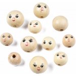 Pro Háčkování Dřevěný korálek obličej Ø 14 mm Počet: 5 ks – Zboží Dáma