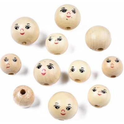 Pro Háčkování Dřevěný korálek obličej Ø 14 mm Počet: 5 ks – Zboží Dáma