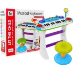 Inlea4Fun dětské klávesy s mikrofonem a židlí MUSICAL KEYBORD modré – Sleviste.cz