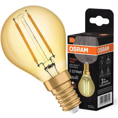 Osram P47 kapka E14 2,5W = 22W 220 lm 2400K teplá bílá Vintage 1906 – Zboží Živě