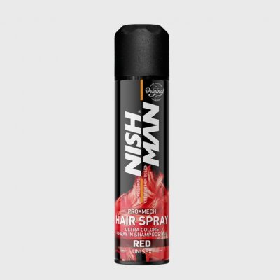 Nish Man Pro Mech Hair Spray Red barevný sprej na vlasy červený 150 ml – Zbozi.Blesk.cz