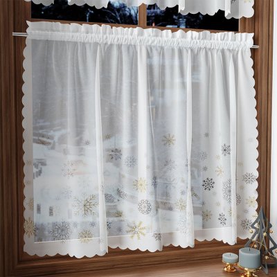Dekorační krátká vánoční vitrážová záclona do kuchyně FROST 100x40 cm MyBestHome – Zboží Mobilmania