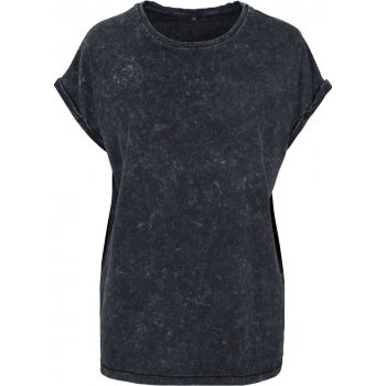 Build Your Brand Ležérní dámské tričko Acid Washed Černá