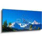 Obraz s hodinami 1D panorama - 120 x 50 cm - Alps mountains Alpské hory – Zboží Mobilmania