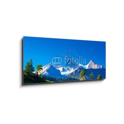 Obraz s hodinami 1D panorama - 120 x 50 cm - Alps mountains Alpské hory – Zboží Mobilmania