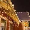 Vánoční osvětlení Jiubiaz 10m 200 LED Icicle vánoční zahradní opona světla teplá bílá