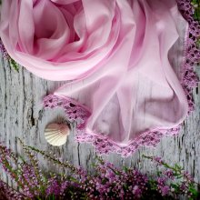 společenský šál šátek s krajkou Fialkovo-růžová Amelia
