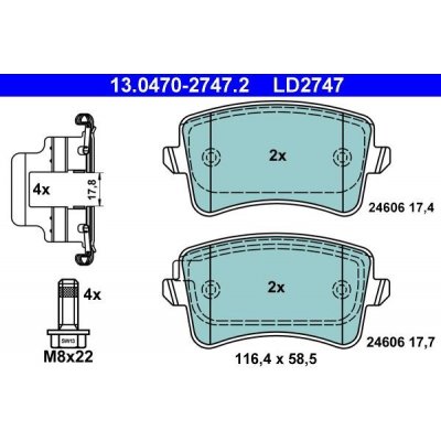 ATE 13.0470-2747.2 Sada brzdových destiček, kotoučová brzda (13.0470-2747.2) | Zboží Auto