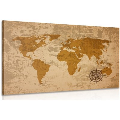 Dreamvido Obraz stará mapa světa s kompasem Varianta: 60x40 – Zboží Mobilmania