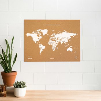 ALUM Korková nástěnná mapa světa- přírodní, bílá L