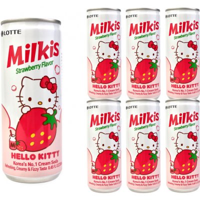 LOTTE Milkis Strawberry Hello Kitty Mléčná soda s příchutí jahody 6 x 250 ml – Zboží Dáma