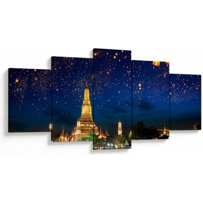 Obraz - Lampióny štěstí, Bangkok, pětidílný 150x80 cm – Hledejceny.cz