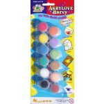 akrylové barvy 12ks se štětcem na kartě 11x26,5cm – Sleviste.cz