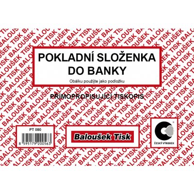 Baloušek Tisk PT080 Pokladní složenka do banky, A6, samopropisovací – Zboží Dáma