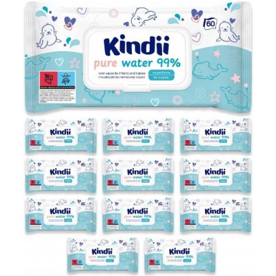 Kindii Vlhčené ubrousky pure water 99% 12 x 60 ks