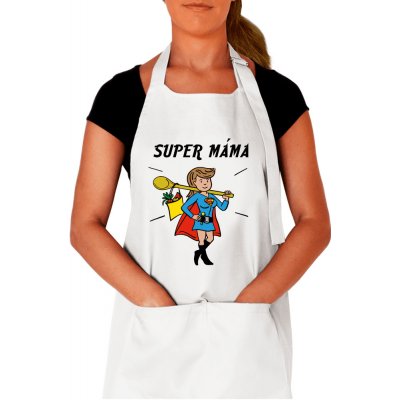 Kariban Zástěra na vaření pro maminku Super máma Bílá