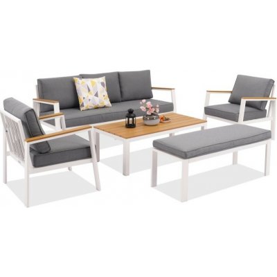Garden Point Zakintos Coffee 5 hliníkový set s lavicí bílý – Hledejceny.cz