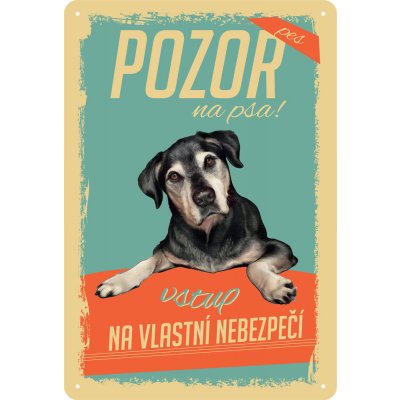 Postershop Plechová cedule: Pozor na psa! - 20x30 cm – Zbozi.Blesk.cz