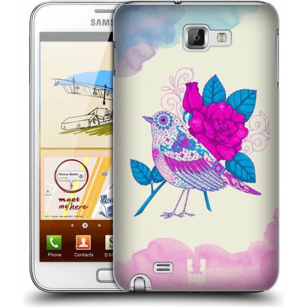 Pouzdro a kryt na mobilní telefon Pouzdro HEAD CASE SAMSUNG Galaxy Note N7000 (i9220) vzor Květina ptáčci FIALOVÁ