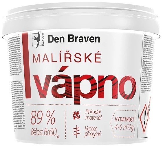 DEN BRAVEN Malířské vápno bílé 89% bělost 11 kg