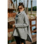 Fashionweek Nádherný pletený kabát pončo s rolákem VANESSA šedý – Zboží Dáma