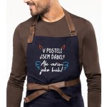 Kariban Zástěra pro muže Exclusive V posteli jsem ďábel! Ale vařím jako bůh! Tmavě modrá Navy – Hledejceny.cz