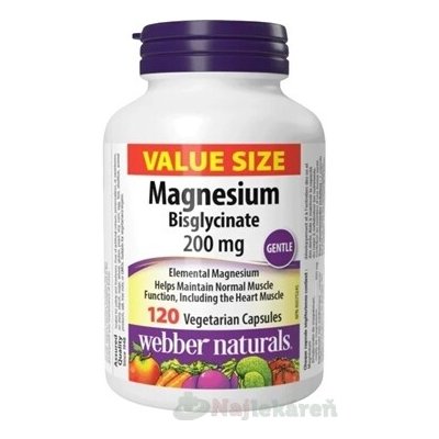 Webber Naturals Magnesium Bisglycinát 200 mg 120 kapslí – Hledejceny.cz