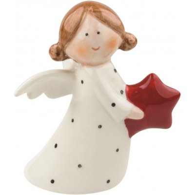 Anděl Přerov Anděl porcelánový s hvězdou 10 cm na postavení