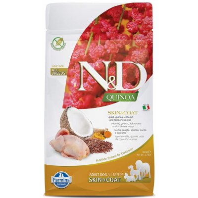 N&D Quinoa Dog Adult Skin & Coat Grain Free Quail & Coconut 0,8 kg – Zboží Mobilmania