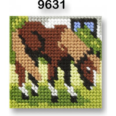 VTC Vyšívací sada s předtištěným motivem 70264 9631 koník zelená 10,5x10,5cm – Zboží Dáma