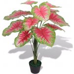 Umělá rostlina kaládium s květináčem 70 cm zelená a červená – Zboží Mobilmania