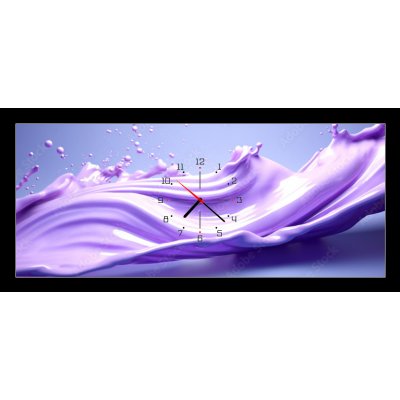 Obraz s hodinami 1D panorama - 120 x 50 cm - Abstract purple fluid art in bright colors. Lavender background for advertising cosmetic products.Generative Ai content. – Zboží Mobilmania