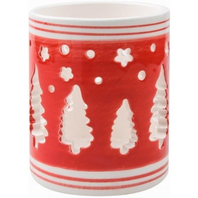 Anděl Přerov Svícen keramický červenobílý se stromečky 9 cm – Hledejceny.cz