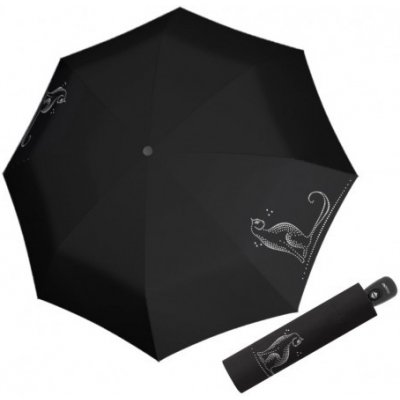 Doppler Fiber Magic Sparkling Cat dámský plně automatický deštník černý