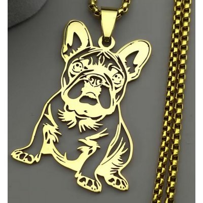 Origoska Ocelový řetízek pes - francouzský buldoček PS13 zlatá – Zbozi.Blesk.cz
