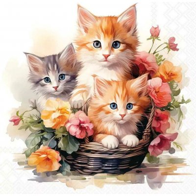 Ambiente Europe BV Ubrousek 33x33cm Koťata v košíku – Zboží Dáma