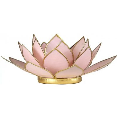 Svícen Lotus 13,5 cm pastelově-růžová se zlatým lemem – Hledejceny.cz