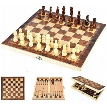 Šachy 3v1 dřevěné 29x29 cm