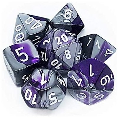 TLAMA games Sada 7 dvoubarevných perleťových kostek pro RPG Barva: fialová / šedá – Zboží Živě