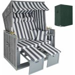 tectake 403907 plážový koš s polstrováním vč. ochranné plachty - šedá/bílá – Zbozi.Blesk.cz