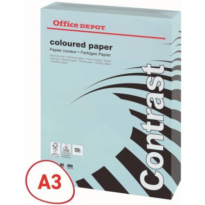 Barevný papír Office Depot Contrast A3 pastelově modrý 80 g 500 listů