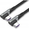 usb kabel Vention TANHD Type-C USB-C 2.0 to USB-C Dual Right Angle 0.5m, šedý