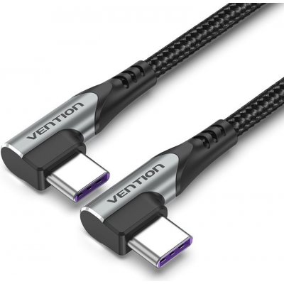 Vention TANHD Type-C USB-C 2.0 to USB-C Dual Right Angle 0.5m, šedý – Zboží Mobilmania
